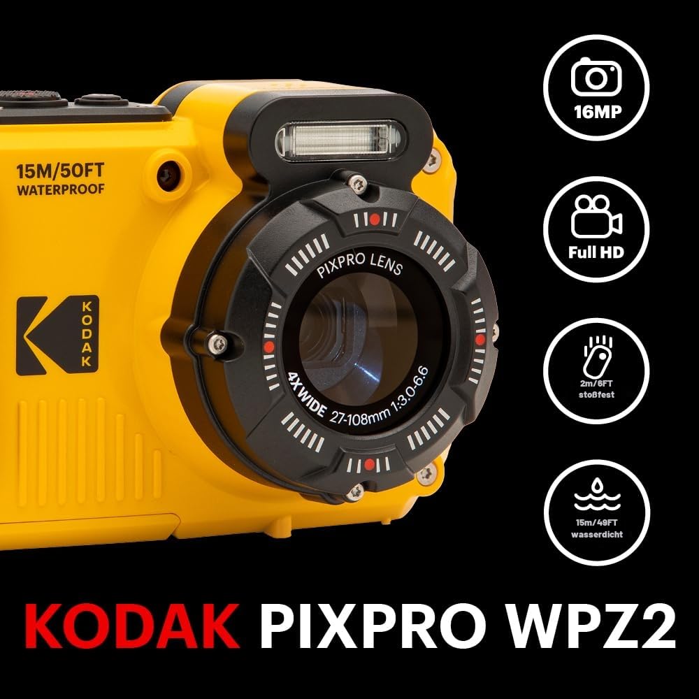 KODAK Pixpro Pack WPZ2 Aquatische Kamera mit 2 Akkus + 1 MicroSD-Karte