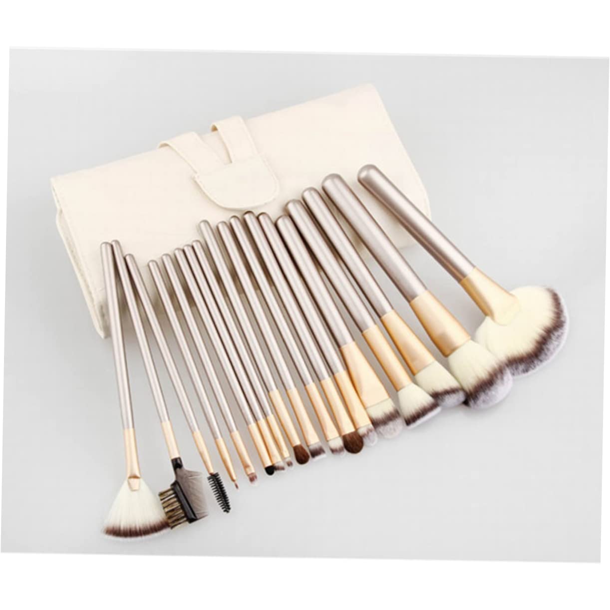 Set Pennelli 24 Pezzi con Manico in Legno e Custodia Pu | Set Professionale per Viso e Occhi, Set Completo, Pratico da Viaggio e Facile da Riporre