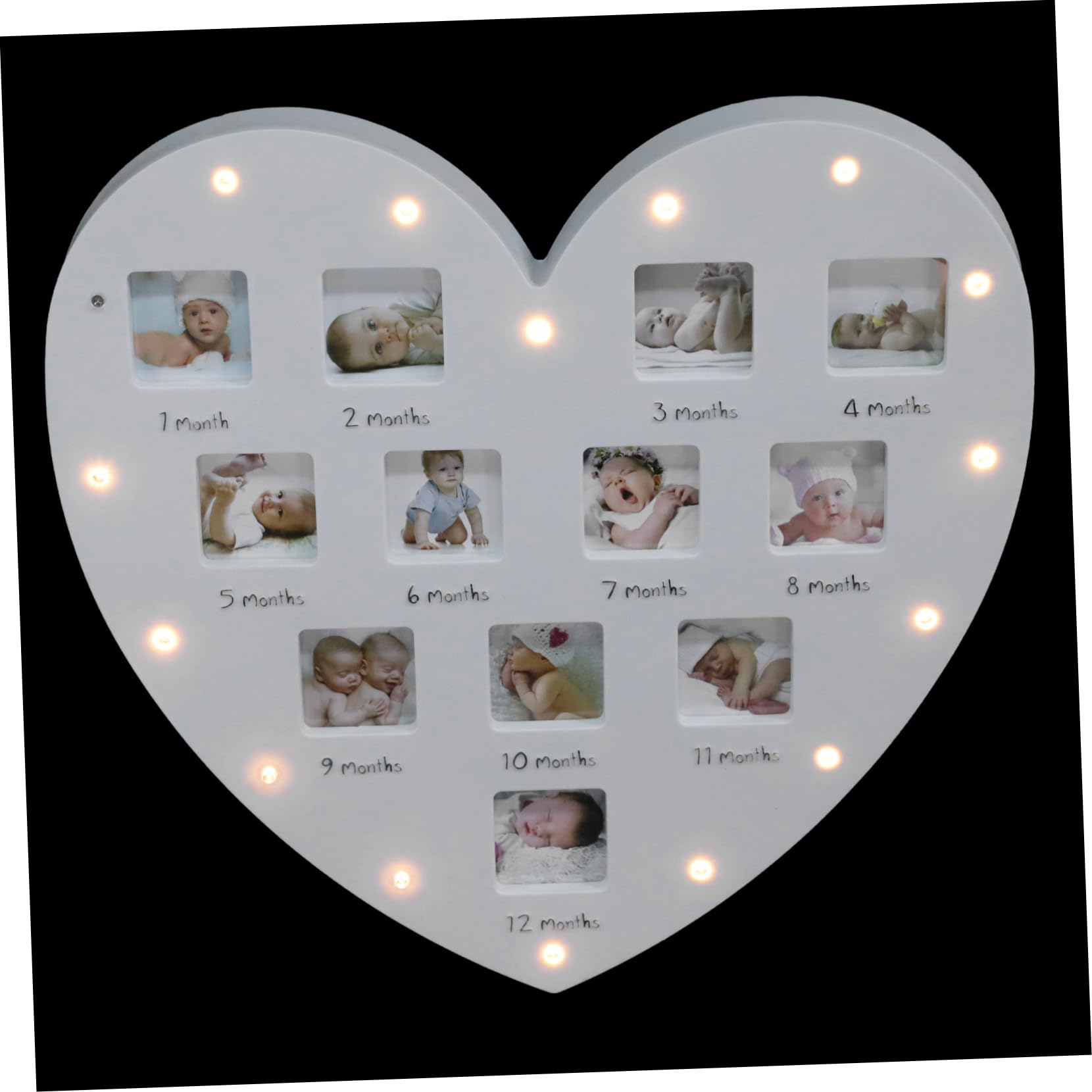 Cadre photo bébé souvenir 12 mois lumineux pour décoration de chambre