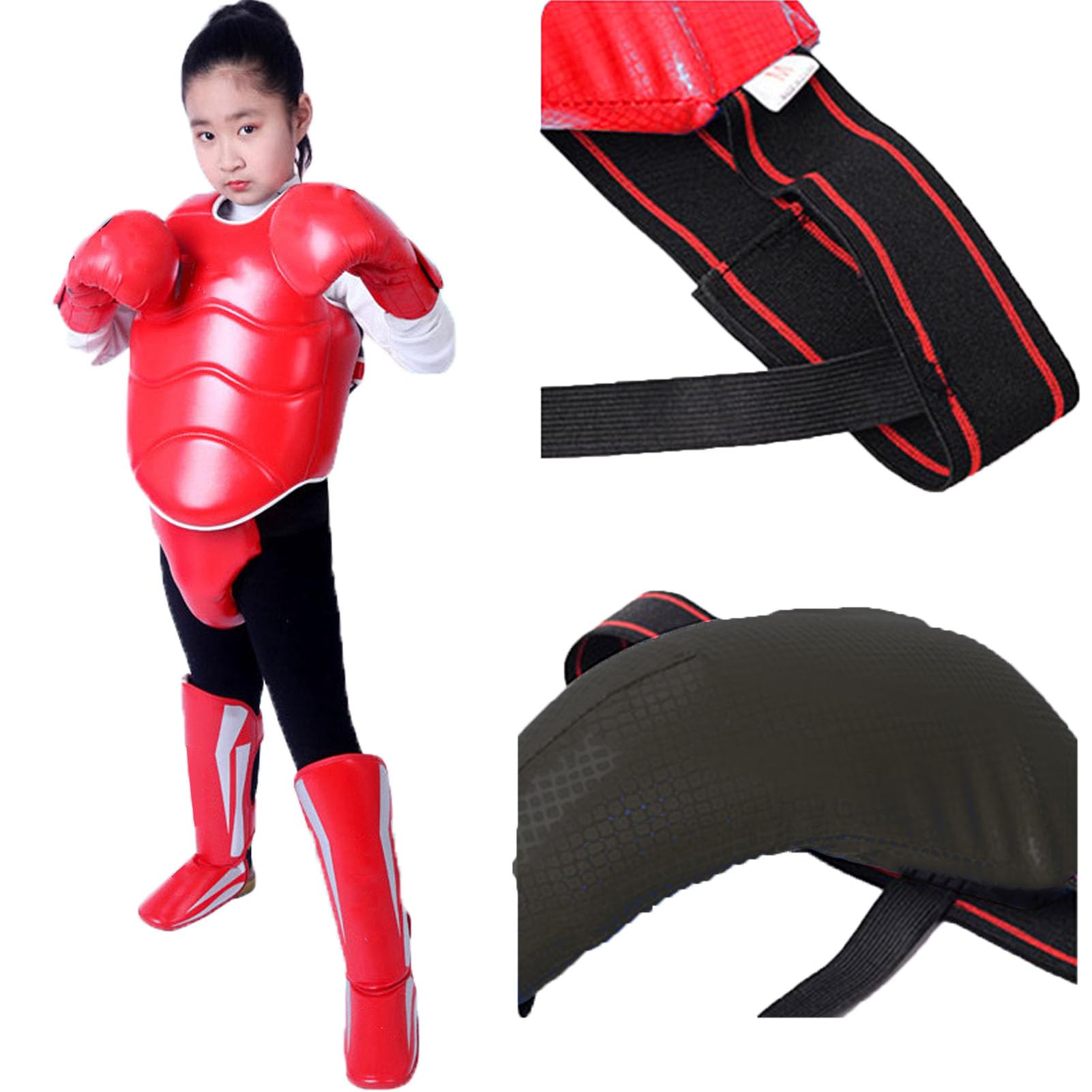 Set di attrezzi da boxe per taekwondo, per karate, sparring, altezza giovani o adulti, parastinchi/torace/copricapo/paradenti, set di protezione per arti marziali