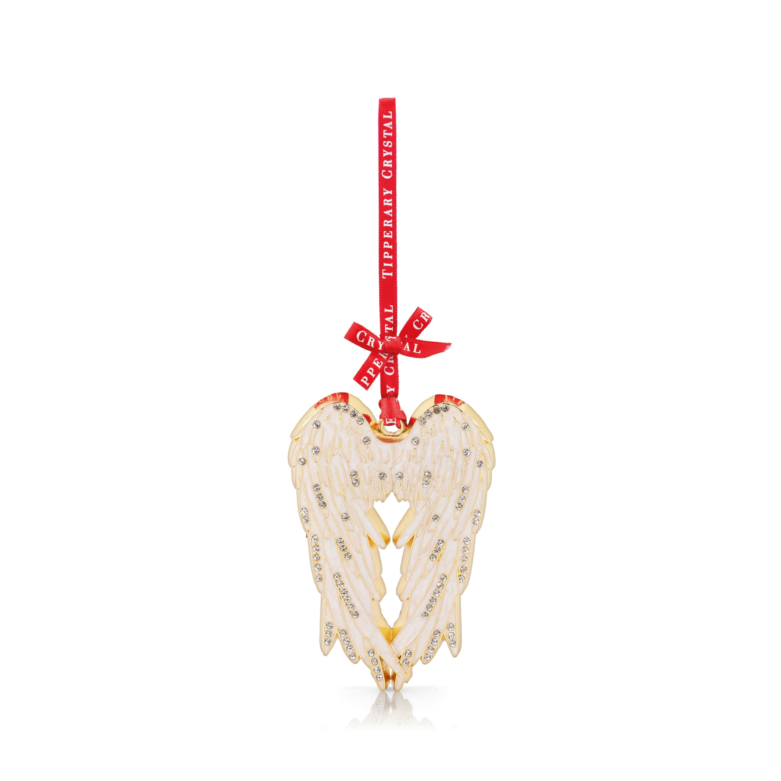 Tipperary Crystal Sparkling Angel Wings Christmas Ornament – Elegant Gold-Tone Festive Hanging Decoration