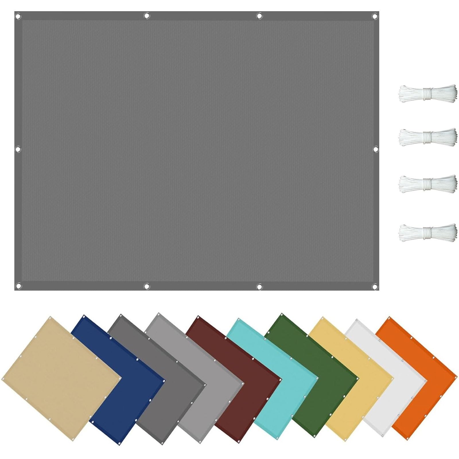 Voile ombrage rectangulaire étanche 5x8m gris clair pour jardin