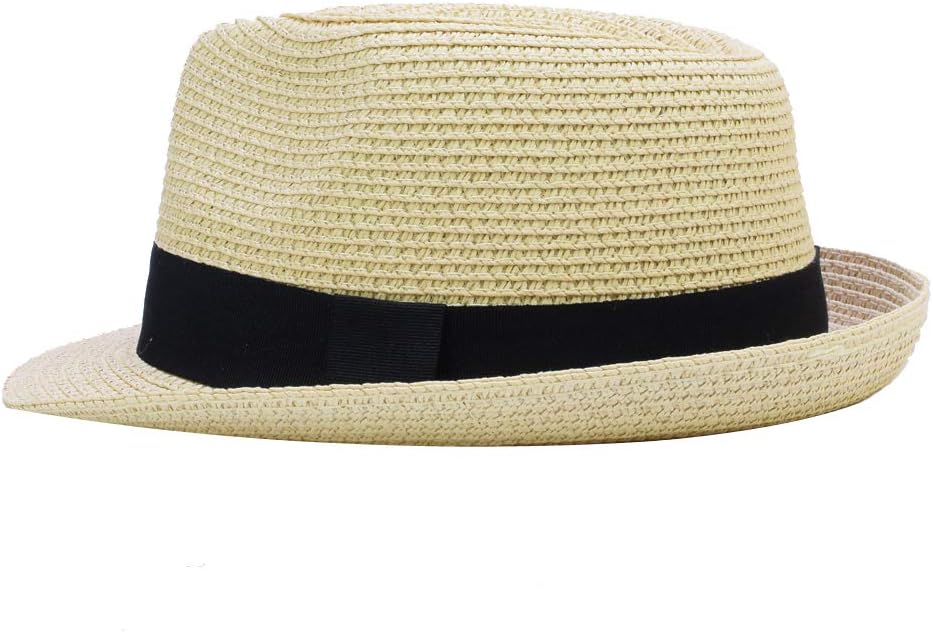 Kids Boys Girls Summer Panama Straw Fedora Hat Short Brim Beach Sun Cap