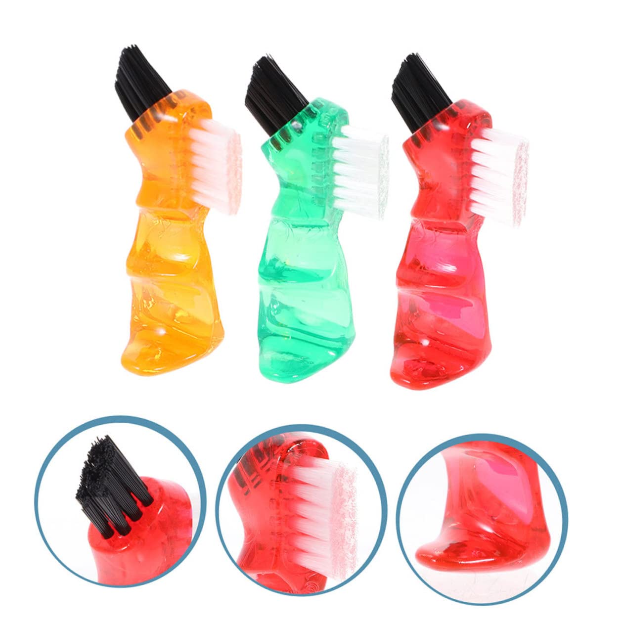 Gatuida Cepillos Para Dentaduras Postizas Pequeños 3 Piezas Colores Rojo Naranja Verde, Cepillo Doble Cara Mini Portátil Limpieza Práctica Para Cuidado Bucal Personal Diaria