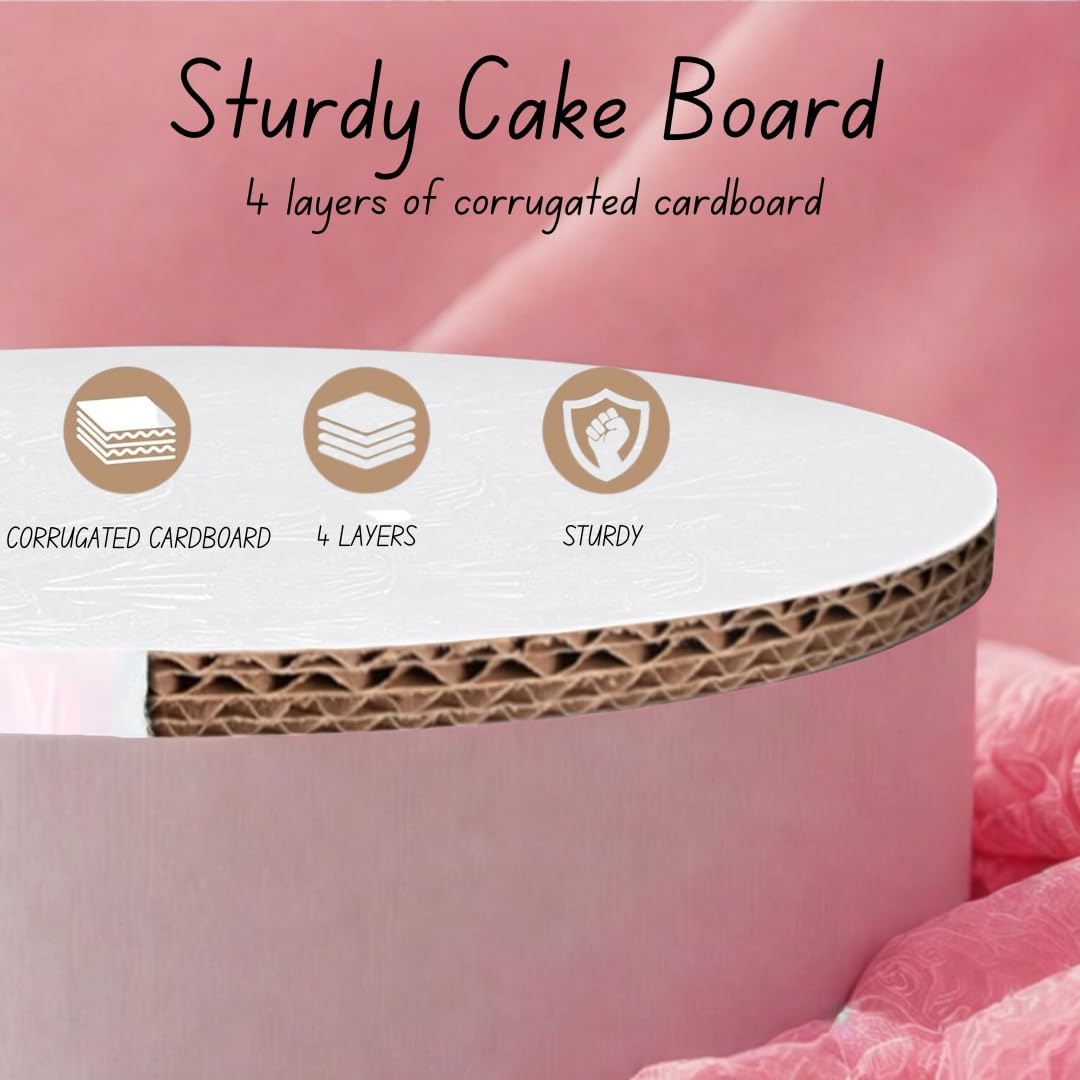 Cake Boards by KADAEI - 1/2 Inch Thick Cake Drums - Cake Boards Round Professional Smooth Straight Edge 1-Pack - White Cake Board Cake Drum (1, 12 inch)