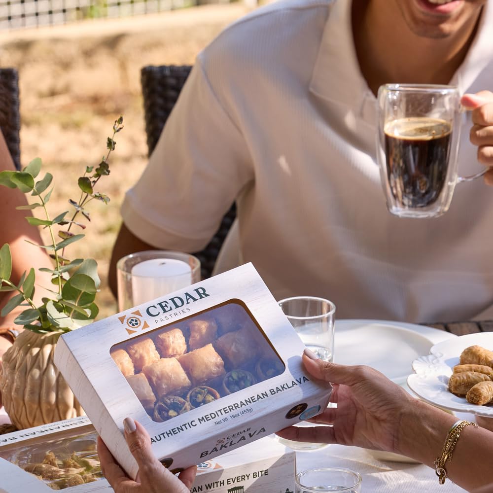 Cedar Pastries Mediterranean Baklava Assortment – 33 Pieces – Large Mediterranean Dessert Gift Box – Pistachio, Cashew & Walnut Phyllo Pastries – Gourmet Middle Eastern Sweets – Kosher & Halal Certified