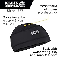 Vista 6 de Klein Tools 60447 Casco duro, ala completa, clase G serie KONSTRUCT con faro recargable, marrón y forro de casco de enfriamiento 60181, gorra debajo