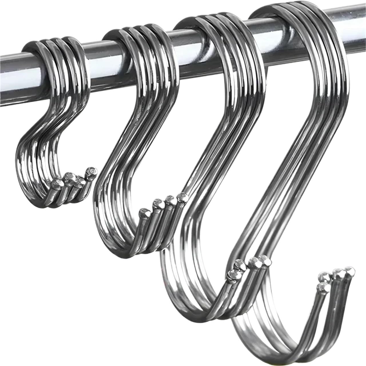 100 ganchos en forma de S acero inoxidable con punta afilada for colgar utensilios carne, ropa y carnicería, cocina repostería para Procesamiento de Carne(L)