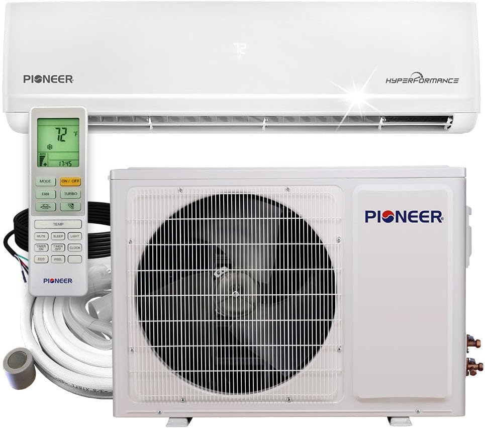 Pioneerยฎ Hyperformanceโข 9,000 BTU 25.5 SEER2 Ductless Mini Split Inverter++ Wi-Fi Enabled Air Conditioner Hyper Heat Pump Full Set