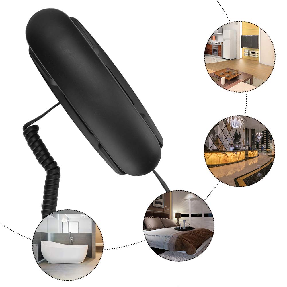 Telefono Fisso Retrò In Stile Occidentale Con Filo, Montaggio A Parete O Da Tavolo, Con Ricomposizione, Nero, ABS