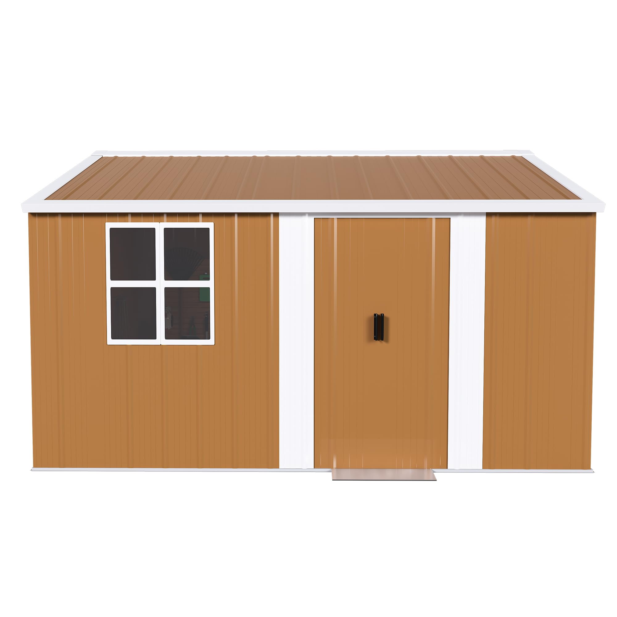 Gartenhaus Metall, 360 x 297 x 194cm, Geräteschuppen Metall | Fenstern, Wasserdicht, Verschließbarer Tür & Belüftung, Ohne Boden