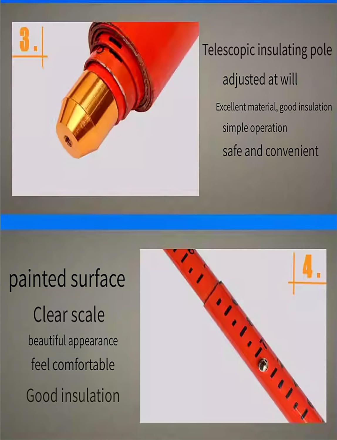 Non-Conductive Telescopic Measuring Stick for Live Power Lines & Telecom Towers – Adjustable 600cm/19.7ft Epoxy Resin Rod with Portable Bag for Safety & Precision,Red,600cm/19.7ft