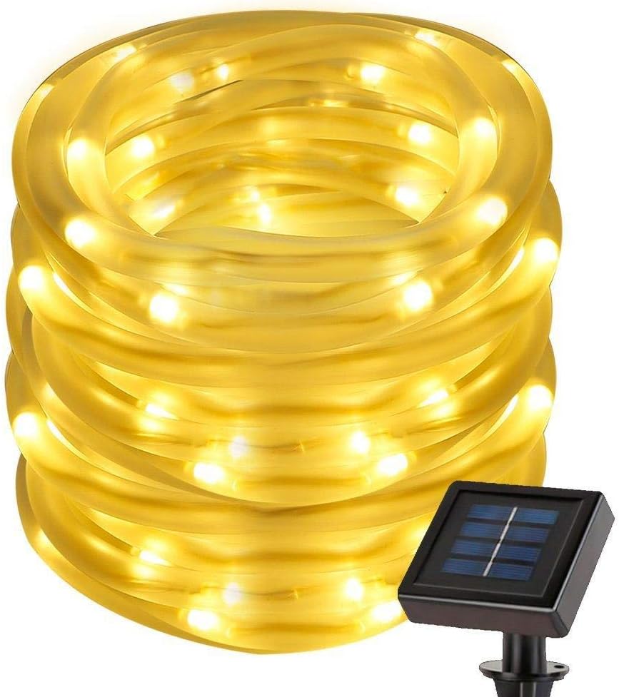 50 LEDs Warm White Solar Power String Lights, Waterproof Decorative Rope Light for Outdoor Christmas Tree, Garden, Patio, Party, Wedding, Lawn, Holiday, Festival