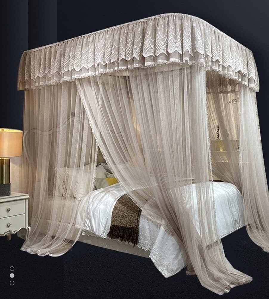Sommer-Moskitonetz mit Metallhalterung, Einzel-/Doppel-Queensize-Bett, Vorhang, Schlafzimmerdekoration
