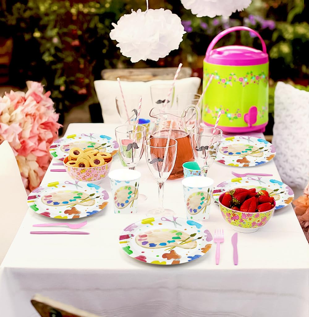 Art Paint Party Supplies - Dinnerware & Decorations -6 Art Paint Party Supplies - Dinnerware & Decorations -6