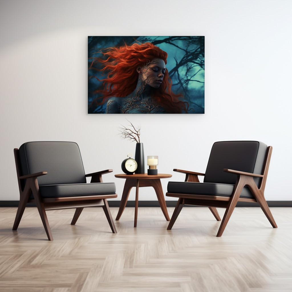 Canvas for Living room. Mystic Blue: Embracing the Winds of Enchantment in the Forest of Whispers, 27 x 18 inch Canvas Wall Art - Ready to Hang