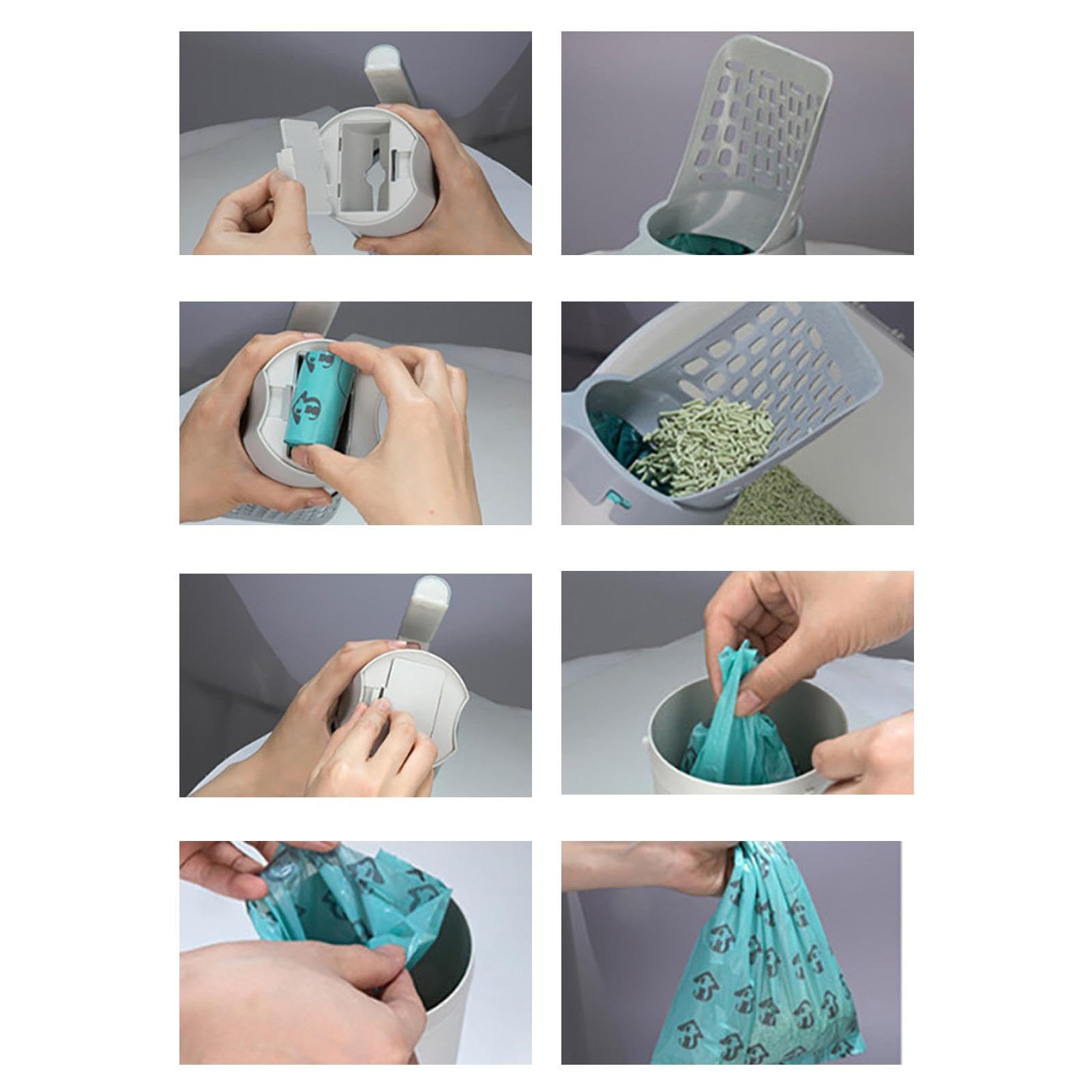 con 80 Bolsas de Repuesto y Pala for Arena for Gatos Profunda Desmontable integrada con contenedor(with 20 Count Refill Bags)