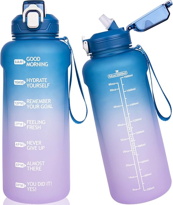 2,2 Liter Sport-Trinkflasche Mit Strohhalm & Tragegurt - Auslaufsicher Für Fitness