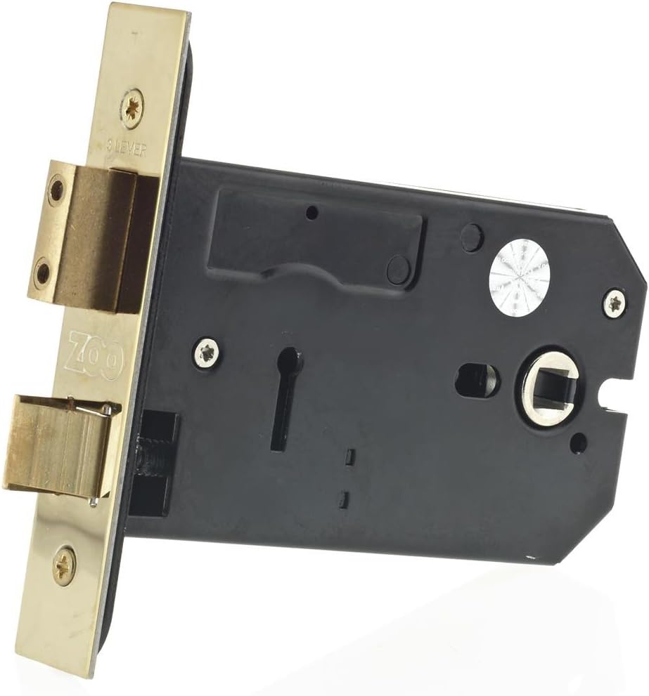 ZUKH3127PVD Horizontal 3 Lever 127mm Mortice Lock Brass Faced