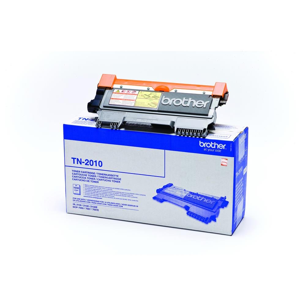 Brother TN-2010 Toner Originale Capacità Standard, fino a 1000 Pagine, per Stampanti HL2130, HL2132, HL2135W, DCP7055, DCP7055W, DCP7057, Nero
