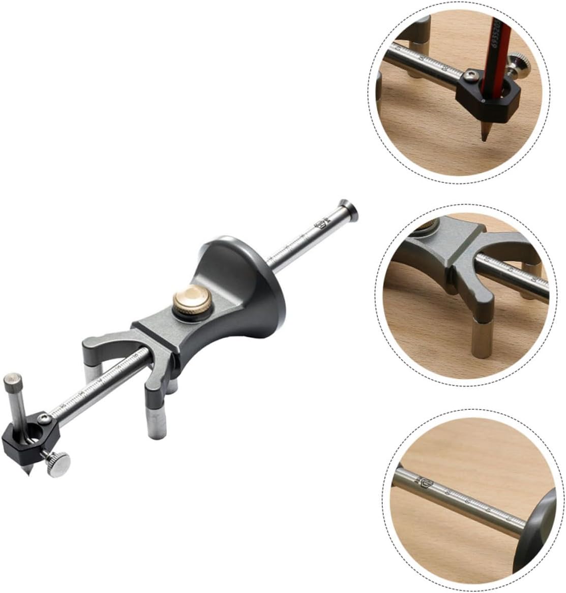 DOITOOL Woodworking Marking Gauge and Scriber Tool, Dual-purpose Linear and Arc Wood Marking Device Copper Mortise Gauge for DIY Carpentry and Woodworking Layout