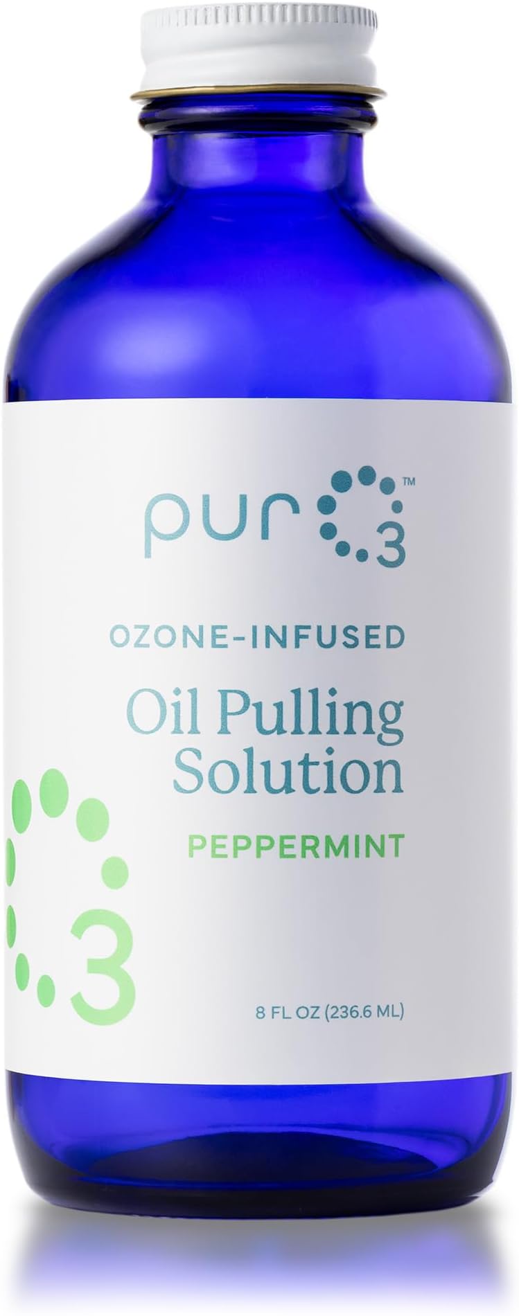 PurO3 Ozonated Oil Pulling Solution with Peppermint - Organic, 8 Ounce
