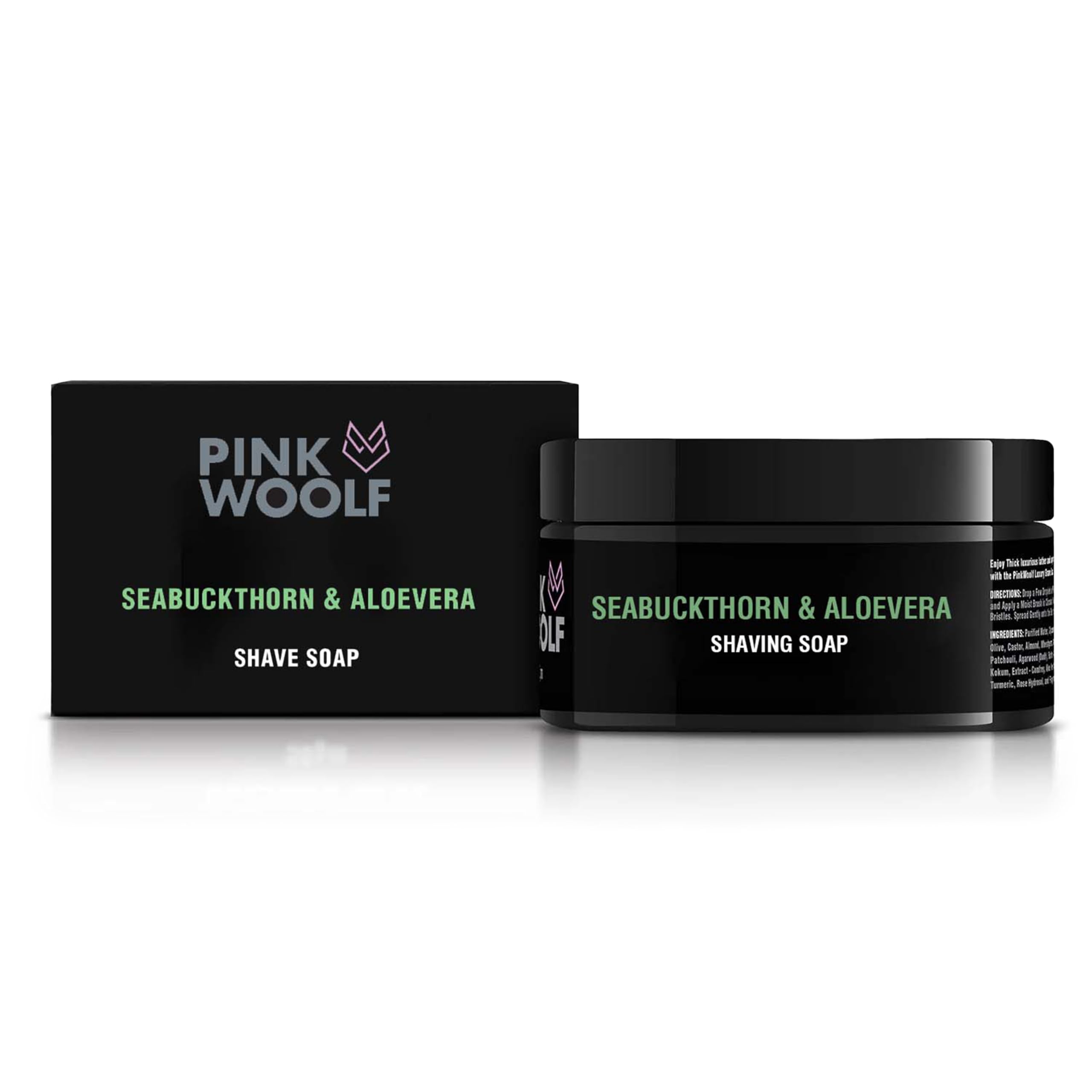 Pink Woolf Shaving Soap Seabuckthorn & Aloe Vera | Creates A Rich Lather For A Smooth And Comfortable Shave | Suitable For All Skin Types - 50g (Pack Of 1)