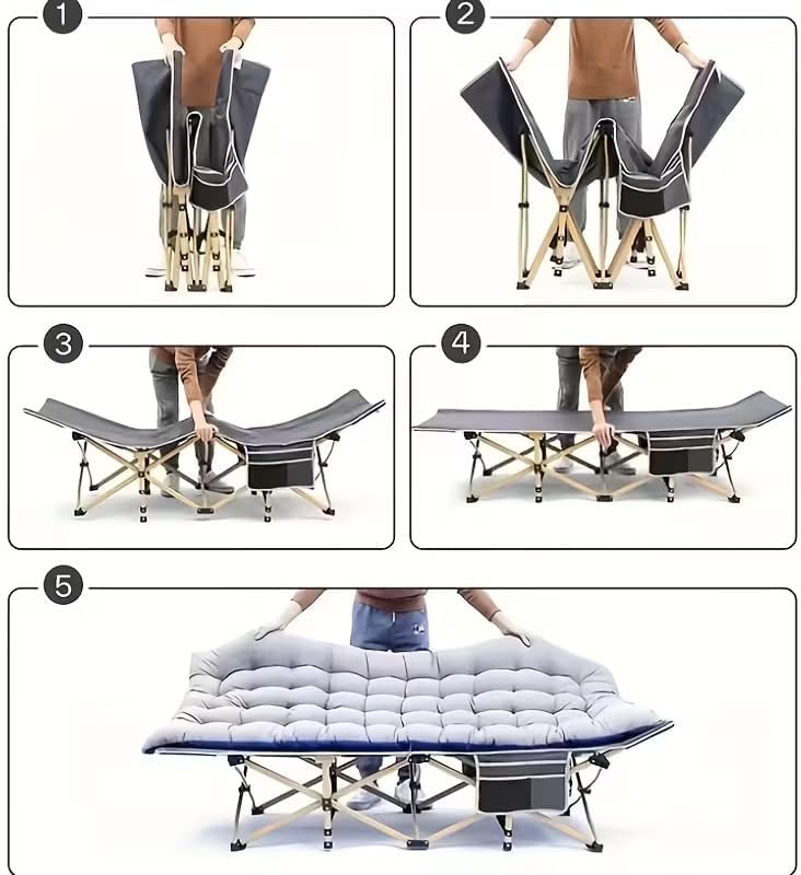 75-Inch Foldable Bed with Mattress – 560 lbs Load Capacity | Ergonomic, Sturdy Aluminum Alloy Frame | Lightweight & Durable Outdoor Cot | Perfect for Camping, Backyard, Festivals & Gifts