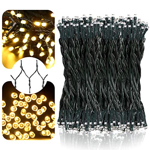 LetsFunny 108ft 300 LED Christmas String Lights, Christmas Lights - UL Certified Outdoor & Indoor Fairy Lights Christmas Tree, Patio, Garden, Party, Wedding, Halloween, Holiday Decoration,Warmlight