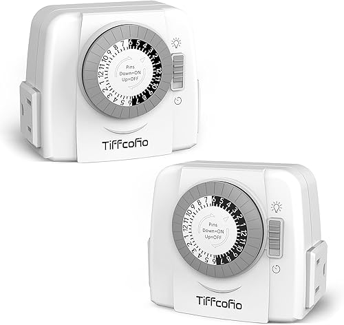 Miniatura 9 de TiFFCOFiO Temporizador de Enchufe Mecánico para Interiores, Temporizadores de 3 Clavijas para Tomas Eléctricas, Temporizador de Luz Enchufable