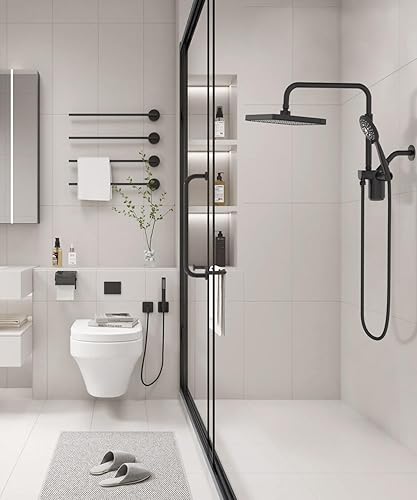 Miniatura 6 de Cabezal de ducha filtrado con combo de rociador de mano, cabezal de ducha de lluvia de alta presión de 12 pulgadas con barra deslizante ajustable,