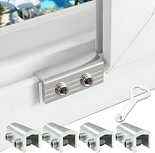 Sliding Window Locks, 4 Pack Window Locks with Key for Up and Down & Horizontal Sliding Windows Doors, Adjustable Easv to Install, Window Security for Patio Bedroom Home Office