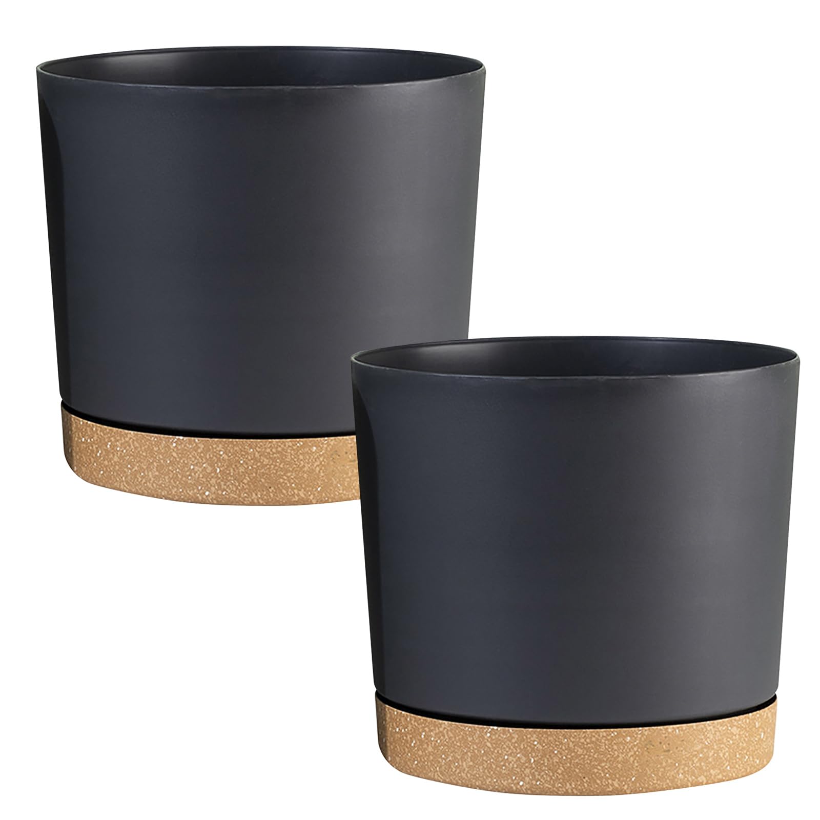 ordinarYone 8inch Resin Plant Pots Circular Separation Succulents Planter Flowerpot with Drainage Tray Plant Growth Cultivation Pots