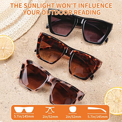 Ladeesse Bifocal Sunglasses For Women Oversized Retro Reading Sunglasses 3 Pack Uv400 Sun Readers Glasses +2.5 #TOP4