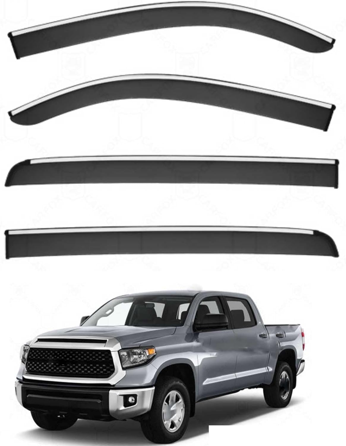 liufangfc Wind Deflectors for Tundra MK2-XK50 2007-2021 – 4pc Tape-On Smoked Visors, Weatherproof, Anti-Salt/Snow, Low-Noise