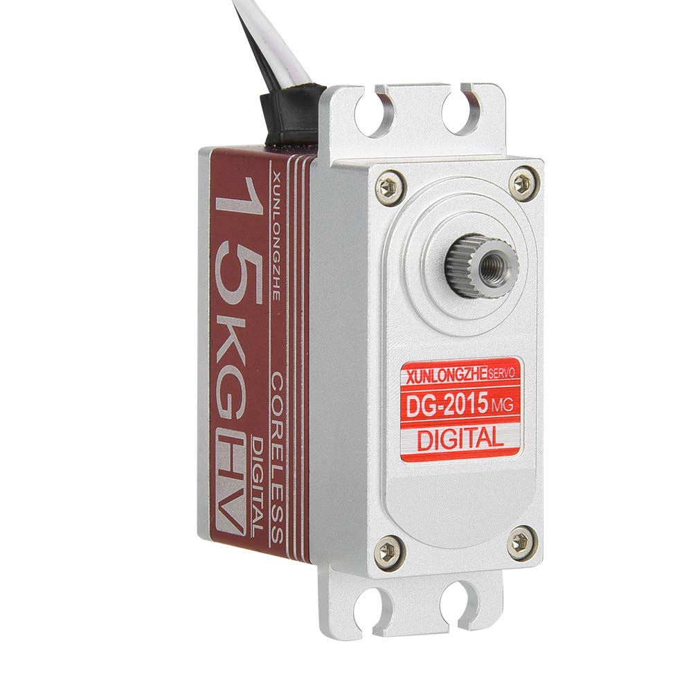 Motor Digital Sin Núcleo de 15kg, Servo de dirección de engranaje de Metal, Control de precisión de alto par para coches RC a escala 1/10 1/8, rojo y negro (Roja)