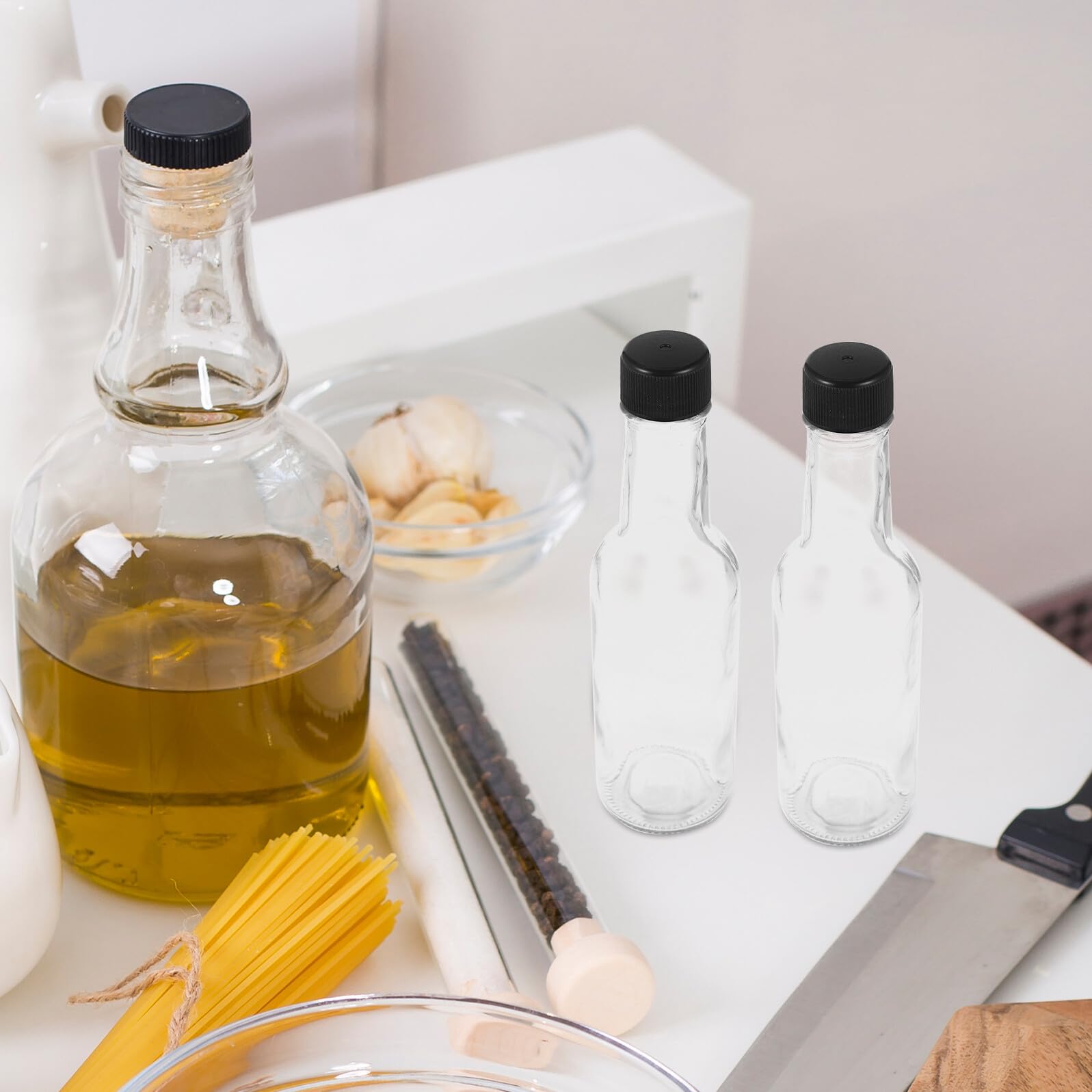 SHINEOFI Botellas de Condimentos de Vidrio 150 Ml Tapa, Recipientes para Salsa, Aptas para Picnic y Cocina, Juego de 6 Unidades, Almacenamiento Portátil para Ketchup y Aderezos