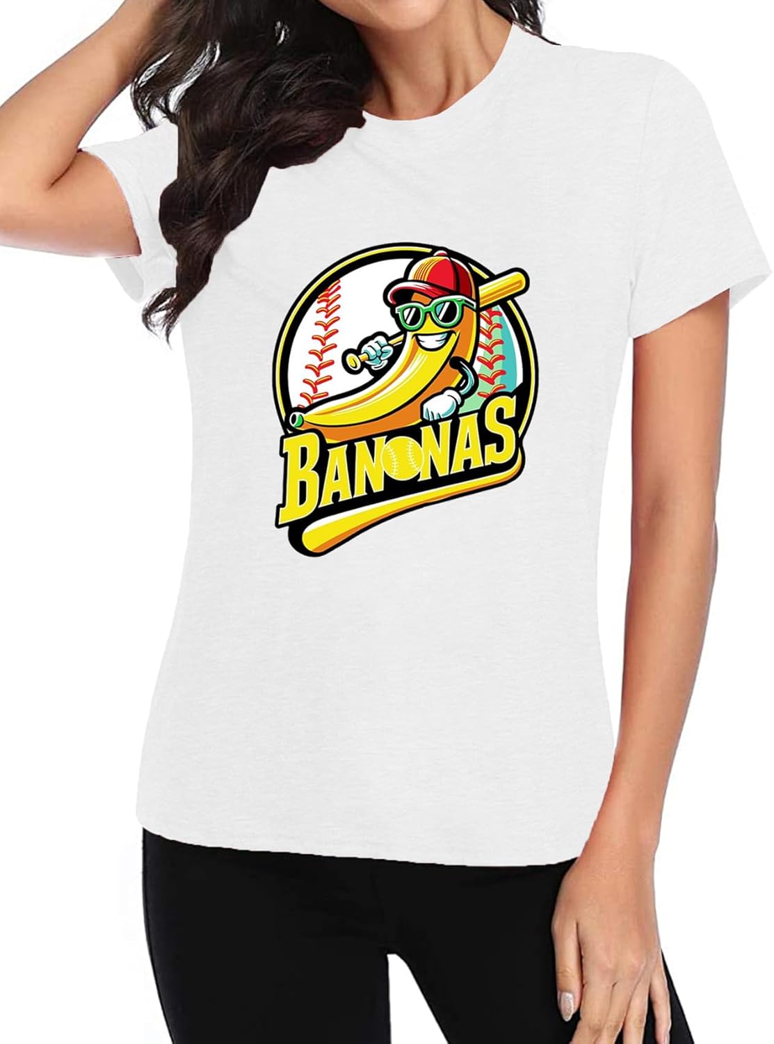 Banana Shirts Baseball Shirt for Women Team Womens Funny Baseball Fan Short Sleeve Tee Top - Image 3