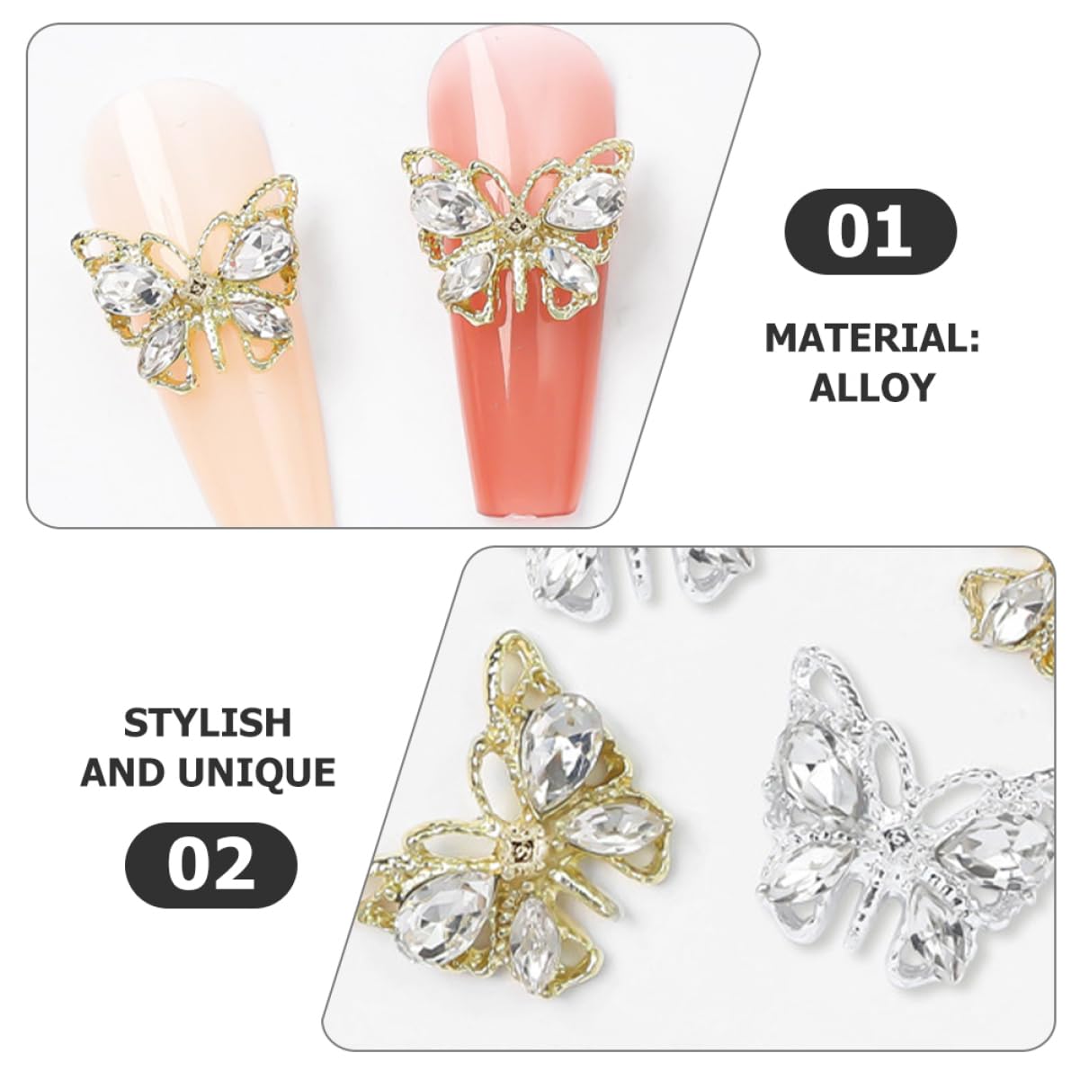 VICASKY 20pcs Nail Charms for Nail Art Butterfly and Flower Charms Small Manicure Decorations Women's Supplies