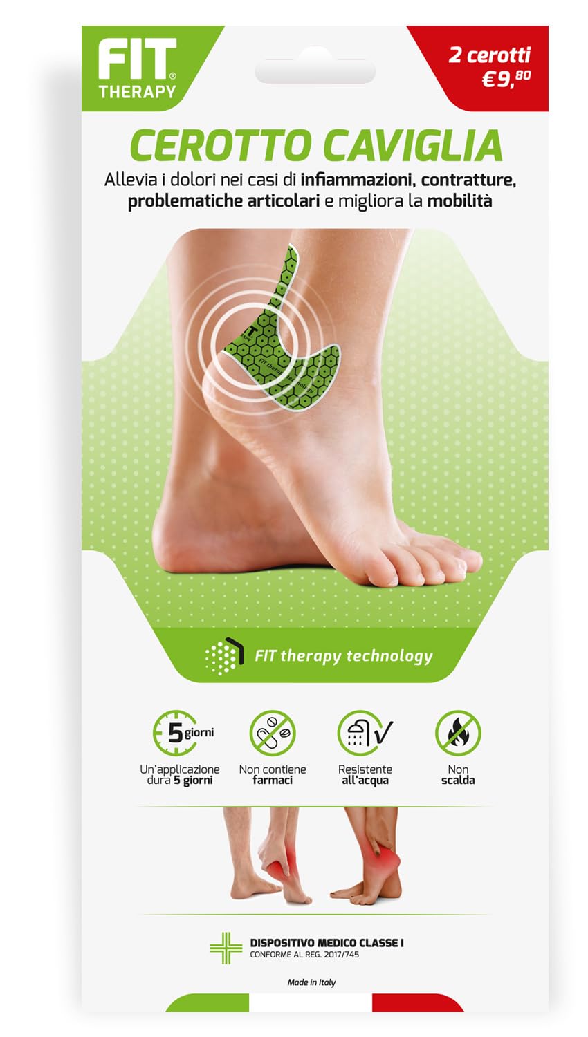 FIT Therapy – Cerotti Antidolorifici e Antinfiammatori Caviglia - Per Distorsioni, Tendinite, Artrite, Borsite – NON SCALDA, Impermeabile, Senza Farmaci, Dura 5 Giorni (2 cerotti)