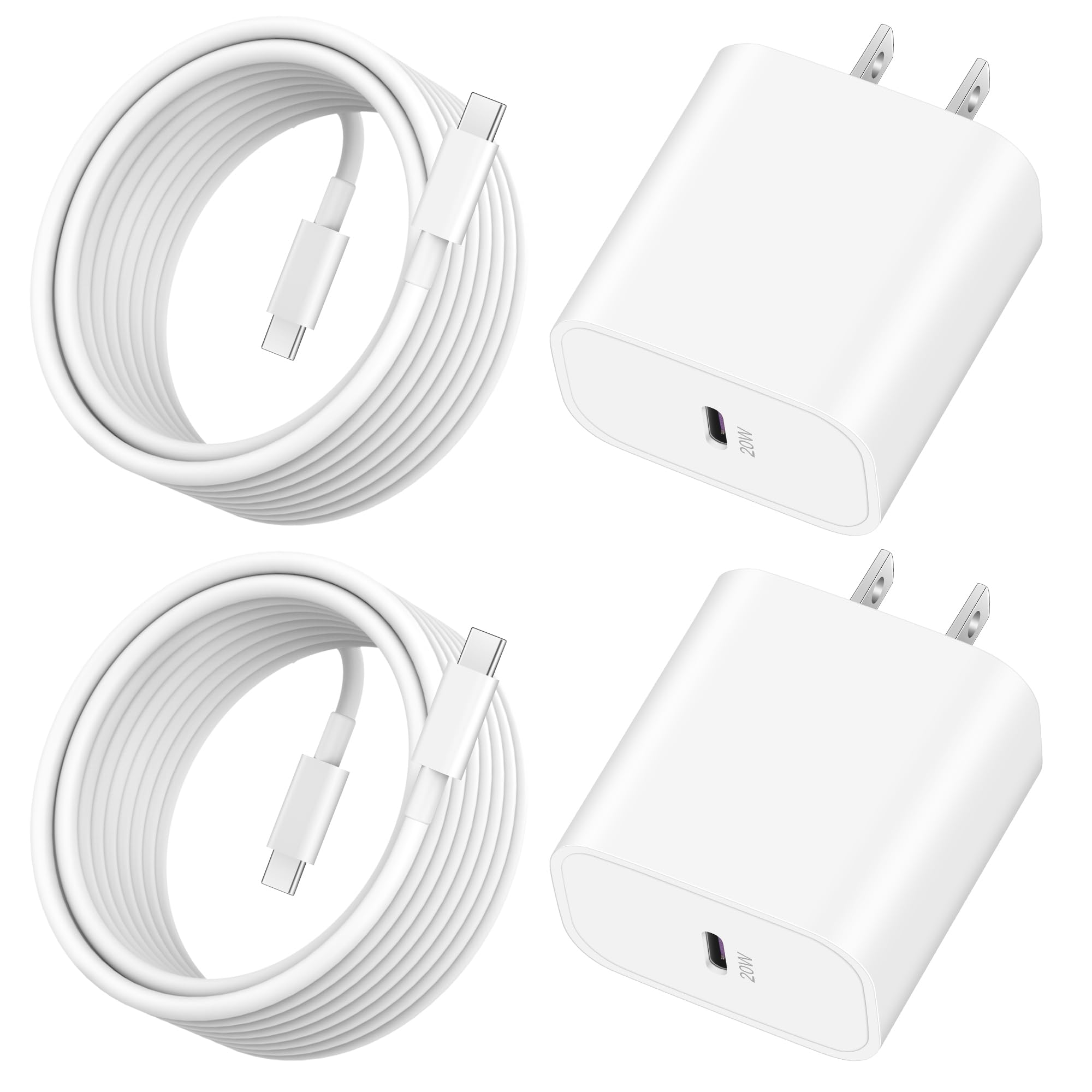 iPhone 17 16 15 Charger 10FT Fast Charging, 2 Pack 20W Type C Wall Charger Block with 10Foot Long USB C to C Cable for iPhone 17/17 Pro/17 Pro Max/Air