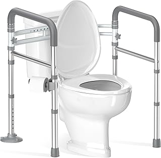 Soundfuse Toilet Safety Rails for Seniors, Adjustable Toilet Handles for Elderly and Disabled, Foldable