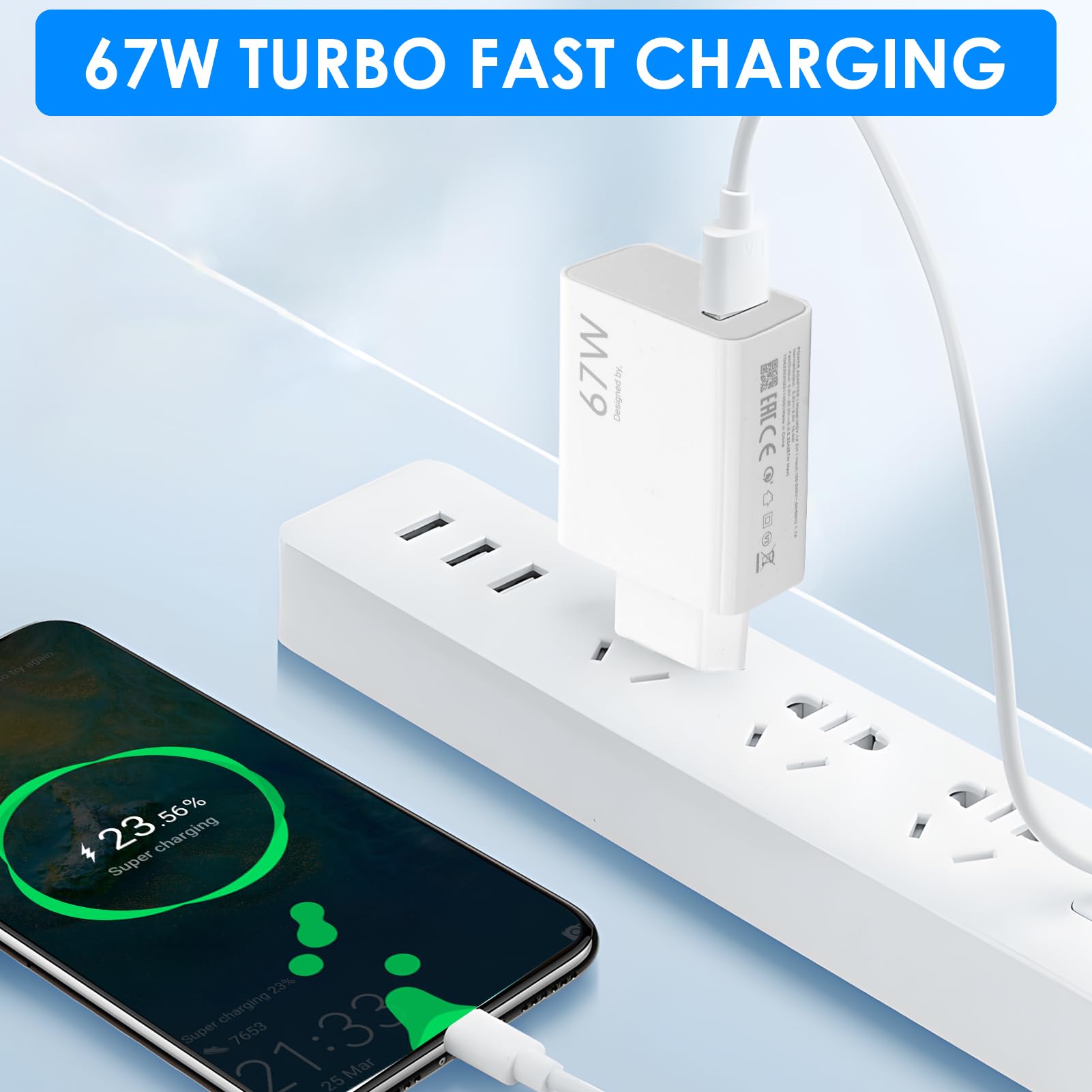 Caricabatterie Xiaomi 67W Con Cavo USB-C 1.5m - Ricarica Rapida Per Smartphone E Tablet