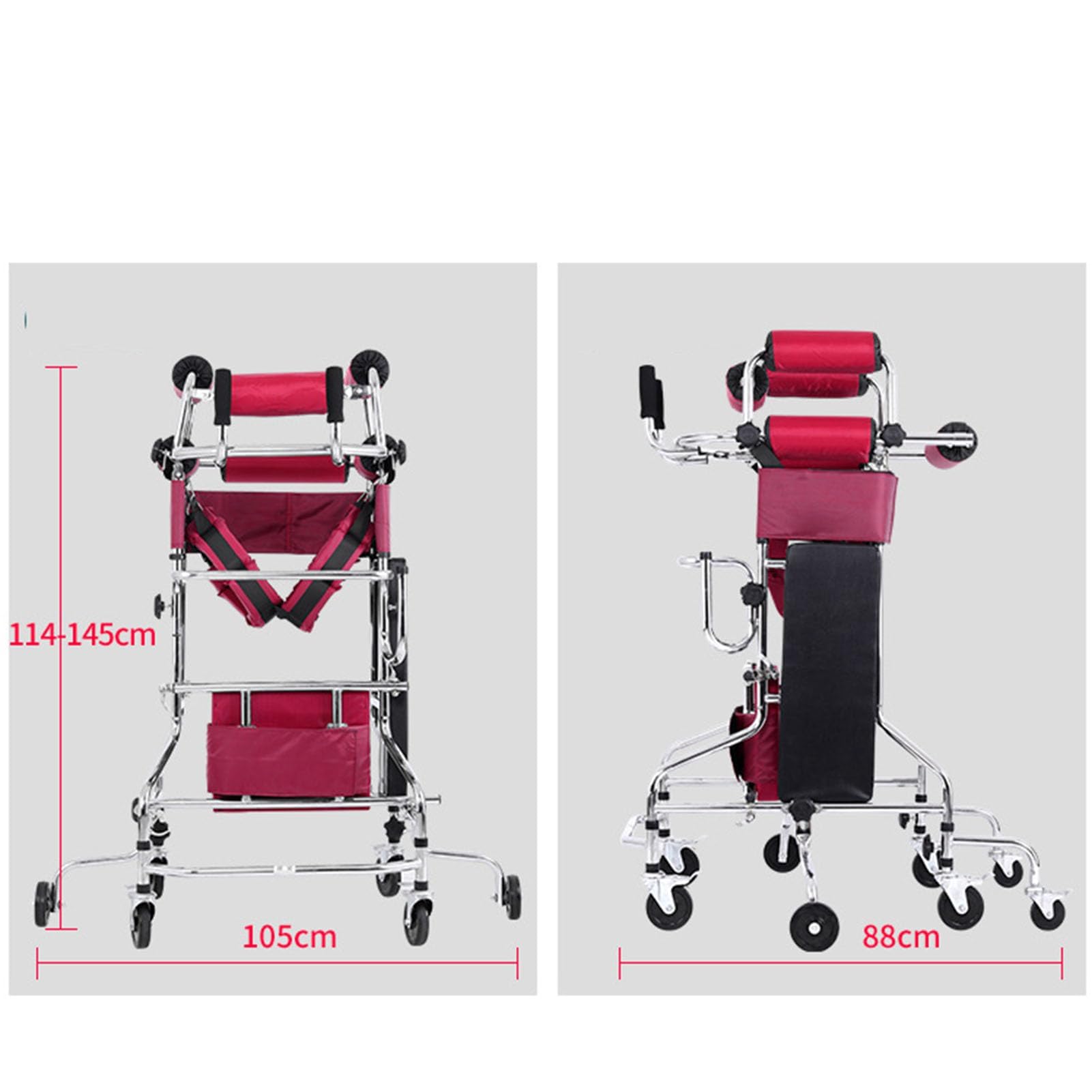 Pionowy chodzik dla seniorów z siedziskiem, rehabilitacja Hemiplegia, stojąca rama dla dorosłych, przenośna pomoc w chodzeniu, 10 poziomów regulacji wysokości, mężczyźni/kobiety