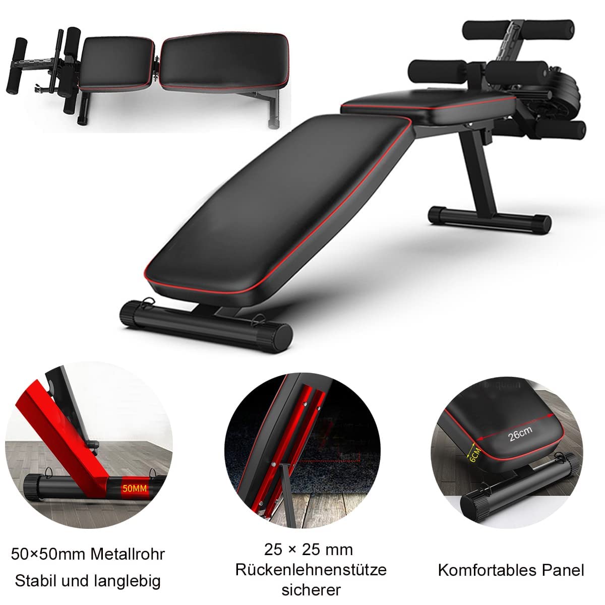 WOERD Verstellbare Hantelbank Klappbar Heimtraining, Multifunktion Bank Fitness Trainingsbank Schrägbank Flachbank Für Ganzkörpertraining Fitness Bench, Bis 280kg