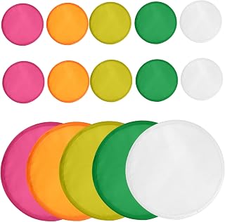 Ventiladores plegables 15 piezas de colores coloridos White 10 in Dia Diy redondeo de la mano plegable Handheld elástico Compacto de disco volador portátil con bolsa para chicas femeninas, 3 /color (