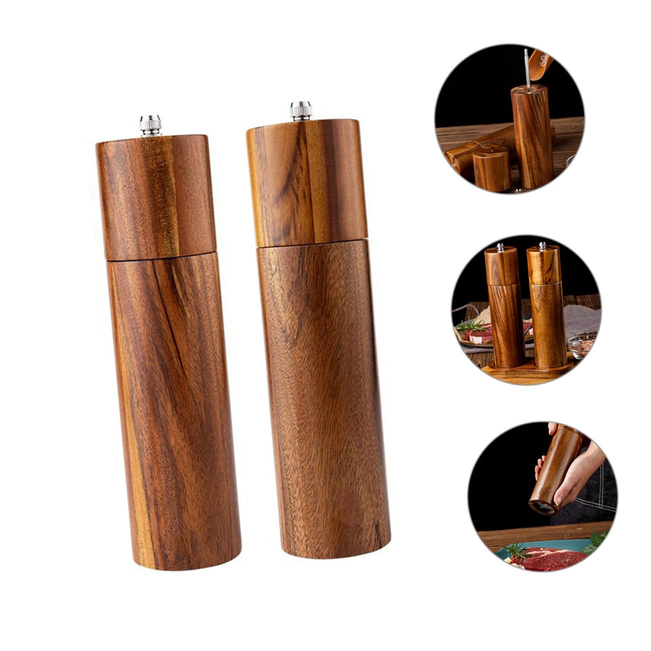 Alipis Bedienung Pfeffermühle Manuelle Keramikmahlwerk mit Salz Edelstahl Einfache für Gewürze Küche