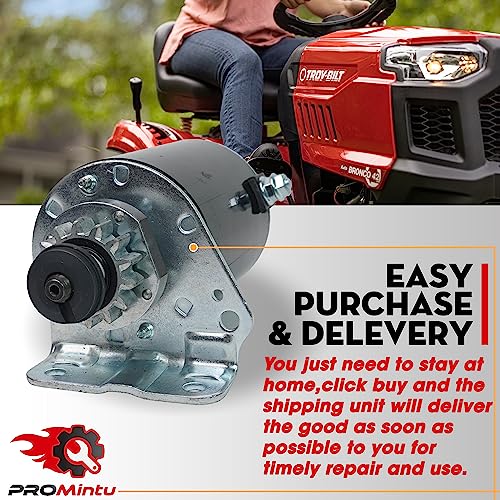 PROMintu 14 Tooth Starter Motor Replaces for 42 inch Troy Bilt Bronco, Pony Riding Lawn Mower Tractors with Briggs Stratton Intek IC OHV 17HP 17.5HP 18HP 18.5HP 19HP 19.5HP 20HP Engine