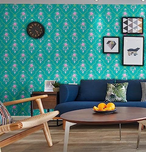 GVShoppe™ Green Floral Bundle Design Wallpaper – Self-Adhesive Waterproof Peel & Stick Wall Paper for Living Room, Bedroom, Kitchen – 45cm x 600cm Roll