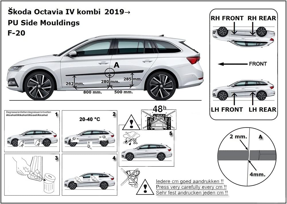 Spangenberg Seitenschutzleisten schwarz passend für Skoda Octavia IV Limousine und Kombi ab Baujahr 01.2020- F20 (3700020)